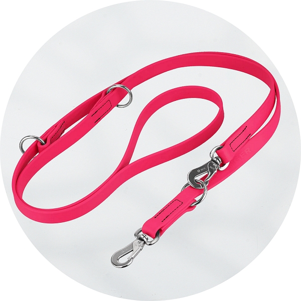 Herm Sprenger Pink Biothane and Stainless Steel 3 Way Adjustable Training Lead 59110 230 70 5911023070